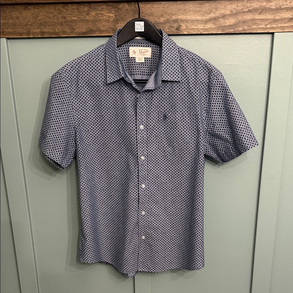 Original Penguin Navy Geometric Short Sleeve Shirt XL